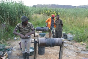A rudimentary gold refining operation